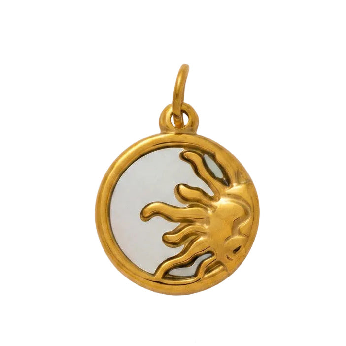 Golden Sun Mother of Pearl Medallion Charm