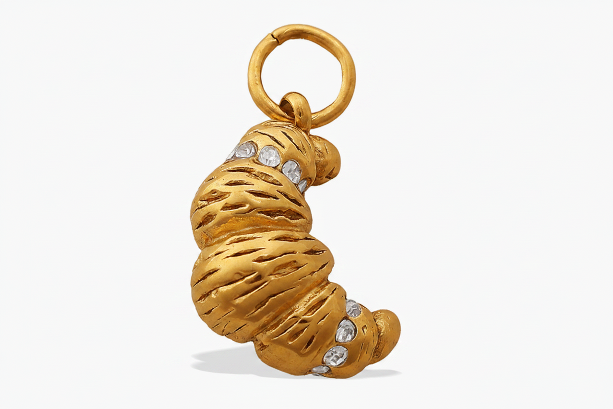 Golden Croissant Pastry Charm