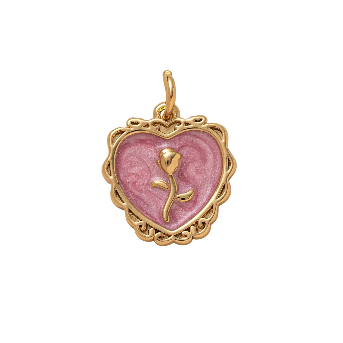 Vintage Enchanted Rose Heart Charm